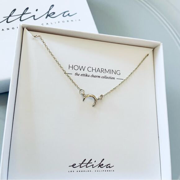 Ettika Silver Chain Delicate Necklace Moon Thin Design Jewelry NEW IN BOX - Picture 3 of 7
